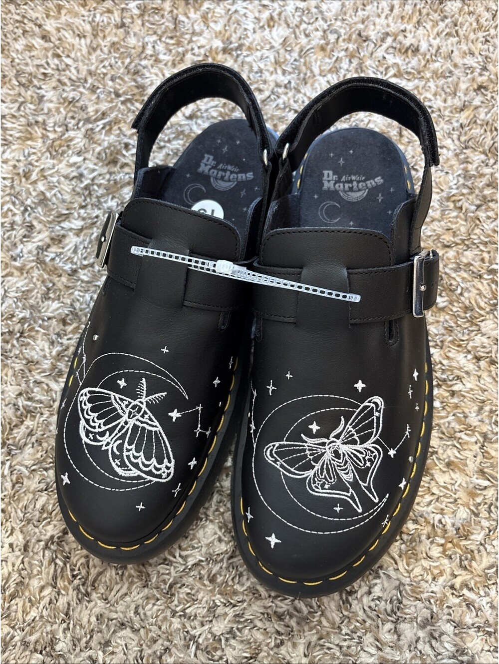 Doc Dr. Martens JORGE II CELESTIAL MOTH EMBROIDERED MULES Strapback Mens Size 13